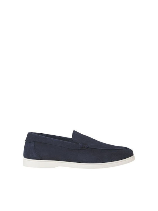 Suede Men's Loafers in Blue Colour
