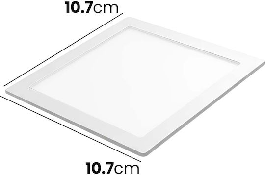 Avizar LED-Panel 3w 6500k 100lm Vertieft Platz Format 10.7 x 10.7 cm Weiß