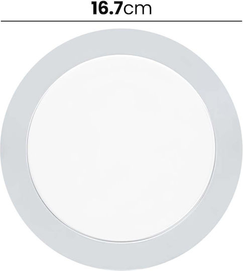 Avizar LED-Panels 3W Vertieft Rundes Format 16,7cm 50000 Stunden Weiß