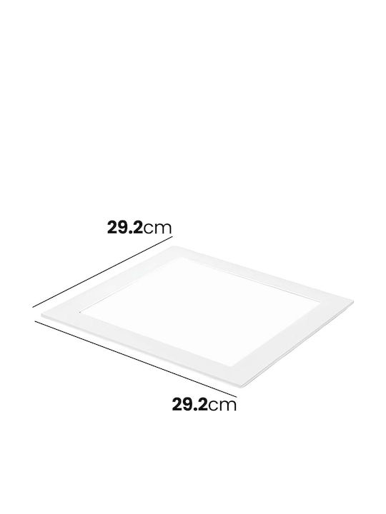 Avizar Квадратен LED Панел 25W 29.2x29.2см Вграден Монтаж На Таван Изключително Тънък Дизайн Бял