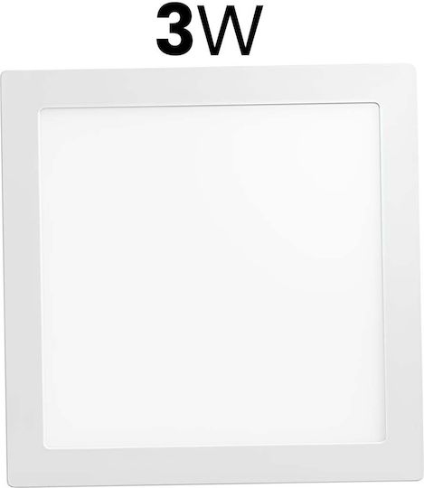 Avizar LED-Panel 3w 6500k 100lm Vertieft Platz Format 10.7 x 10.7 cm Weiß