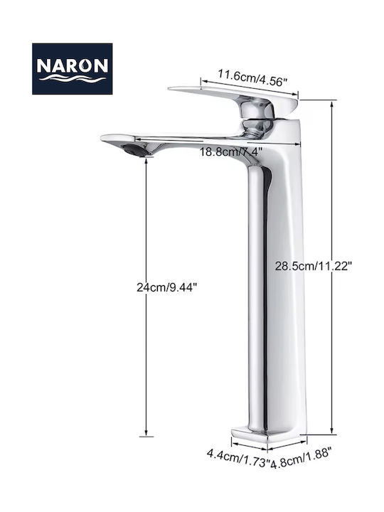 Naron Mixing Sink Faucet Tall Black