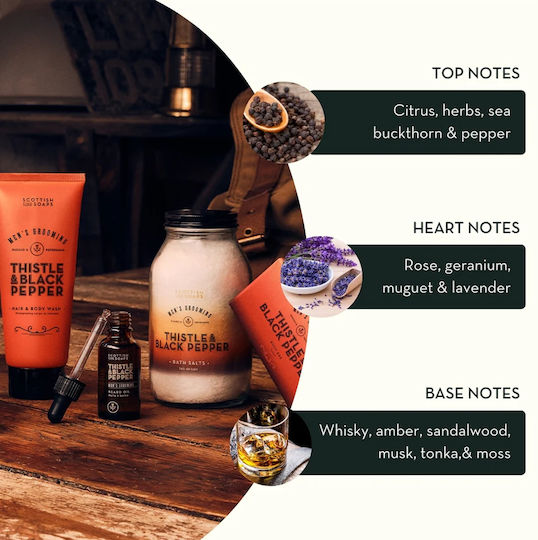 The Scottish Fine Soaps Thistle & Black Pepper Skin Care Set for Body Cleaning 4 Pieces