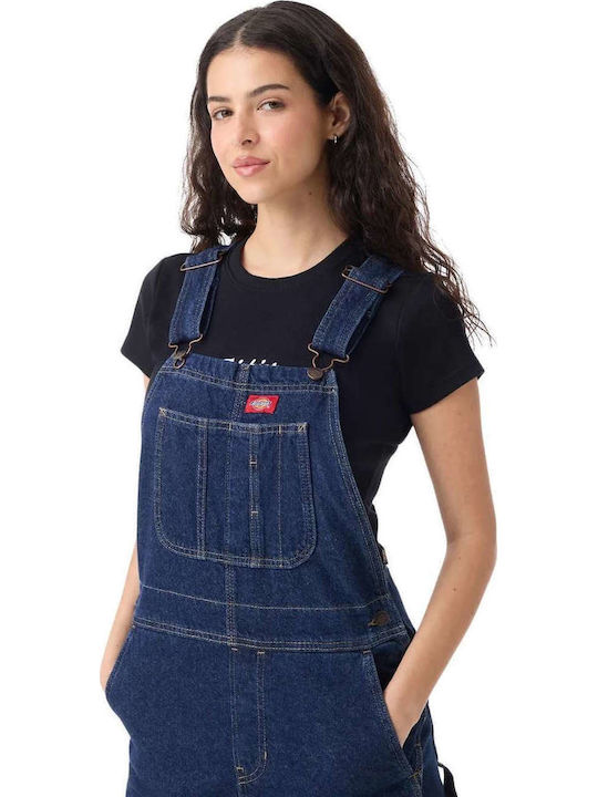 Γυναικεία Τζιν Κοντομάνικη Ολόσωμη Φόρμα Dark Indigo