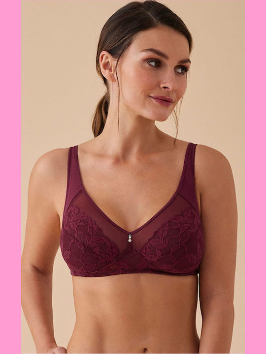 Burgundy Minimizer Bra without Padding & without Underwire