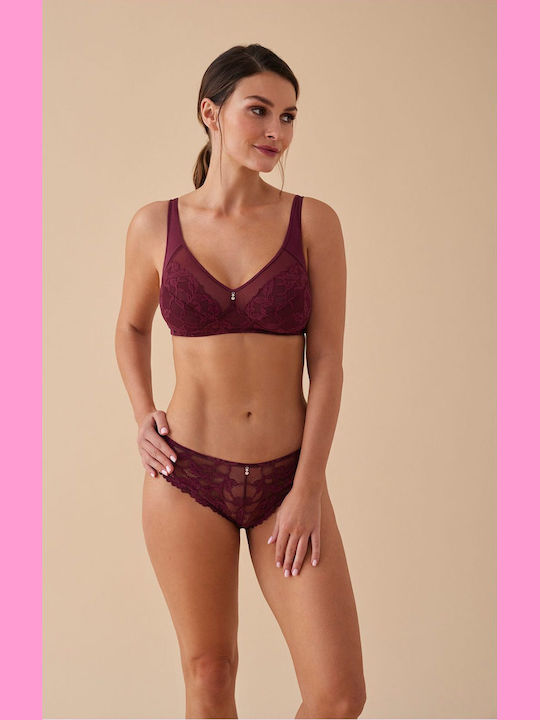 Burgundy Minimizer Bra without Padding & without Underwire