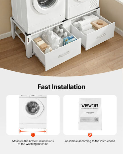 Vevor DCT2521INCH2CQUJT001V0 Βάση Πλυντηρίου/Στεγνωτηρίου από Μέταλλο με Συρτάρι 2τμχ