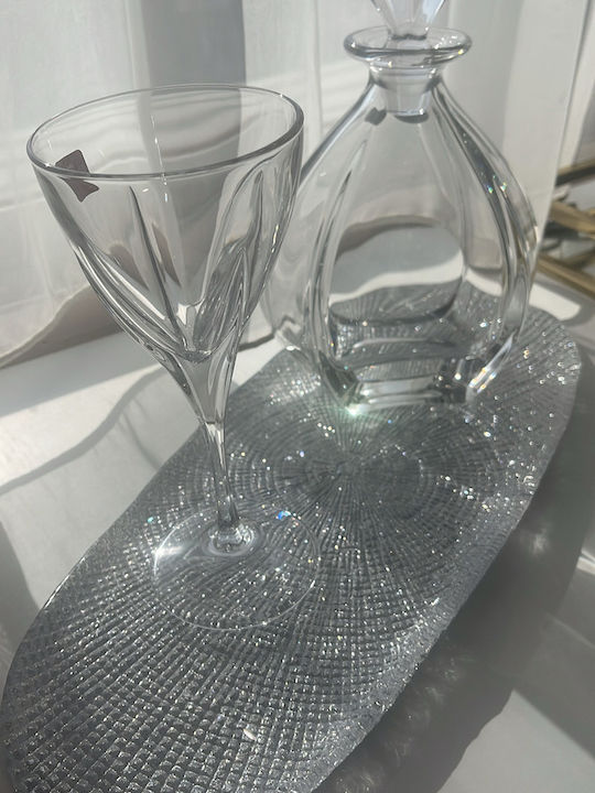 Tavă De Nuntă Din Sticlă / Cristal Argintie