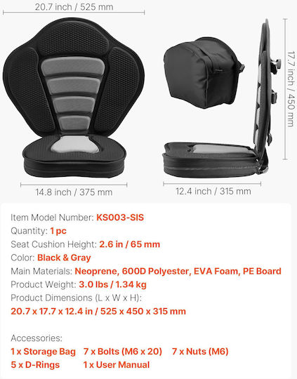 Vevor Seat for Canoe & Kayak