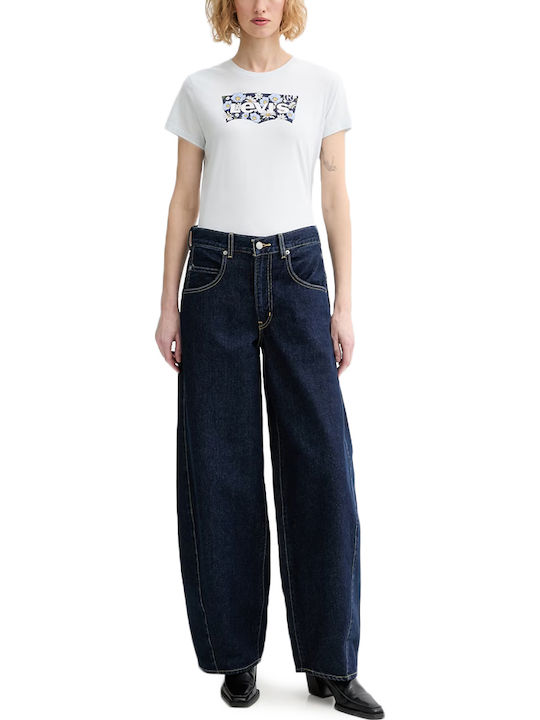 Women's Cotton Short Sleeve Blue Blouse