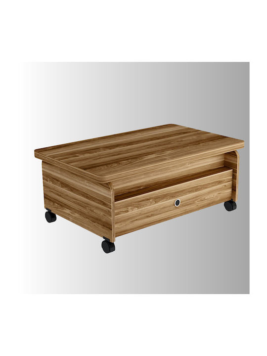 Convertible Coffee Table Walnut with Wheels Adjustable 90x60x35cm