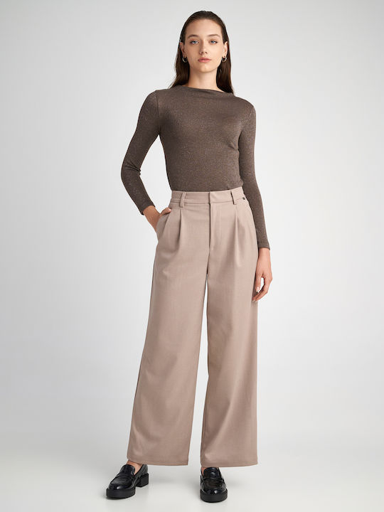 Marina Women's Fabric Trousers Light Beige