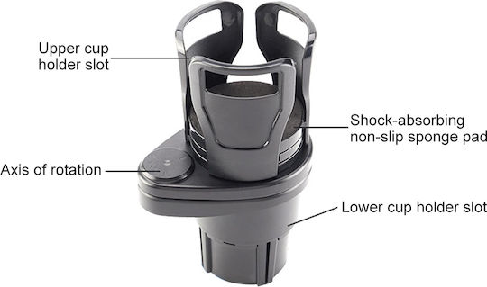 Car Cup Holder Adjustable 360° Folding 1 Position for Console in Black Color