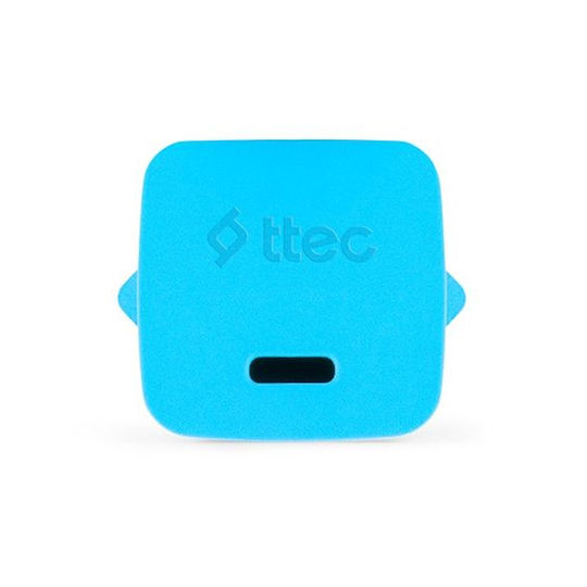 TTEC GaN Handyladegerät mit USB-C Ausgangsanschluss und Kabel USB-C - Lightning 20W Stromlieferung Blau
