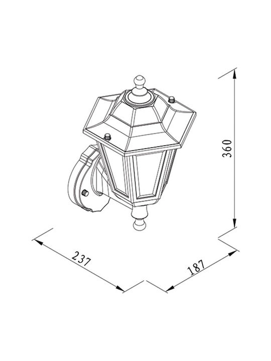 Heronia Heronia Wall-Mounted Outdoor Lighting Lantern E27 IP54 Double Beam 23.7x18.7x36cm