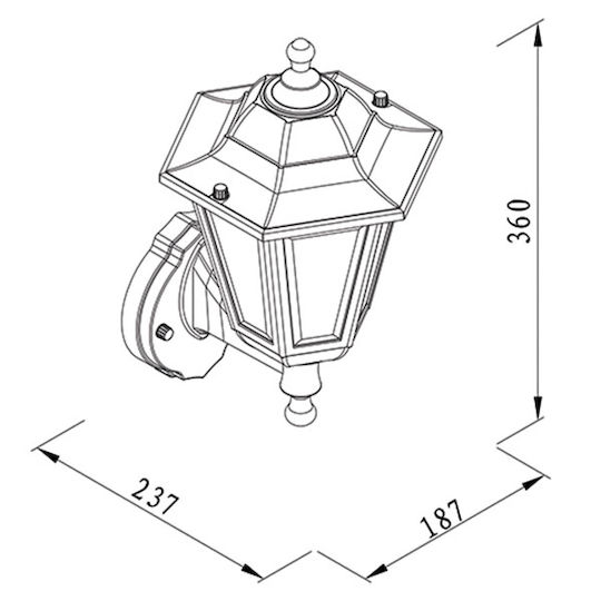 Heronia LP-410-1 Iluminat Exterior Montat Pe Perete Lampion E27 IP54 Dublu Fascicul 23,7x18,7x36cm