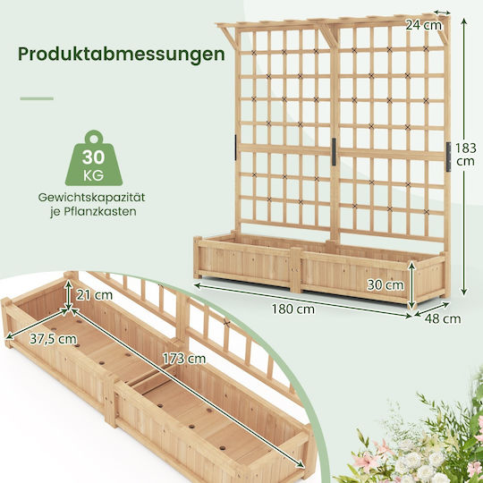 Costway Wooden Planter Box 180x48x183cm