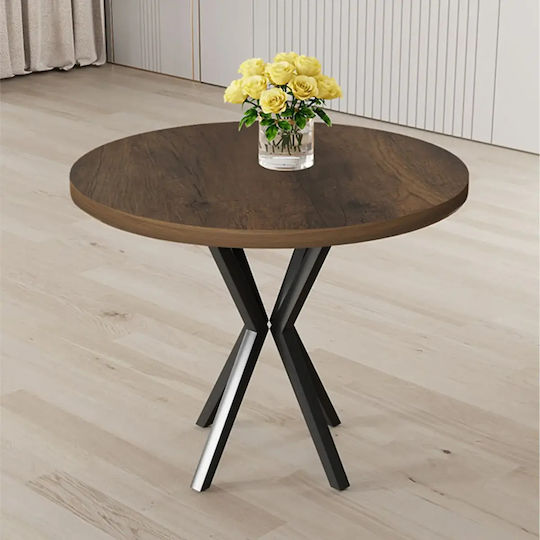 Στρογγυλό Τραπέζι Κουζίνας Agnes Καρυδί 90x90x73cm Στρογγυλό Τραπέζι Κουζίνας Agnes Καρυδί 90x90x73cm