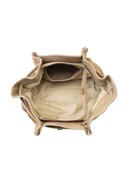 Δερμάτινη Γυναικεία Τσάντα Χειρός / Ώμου Light Taupe
