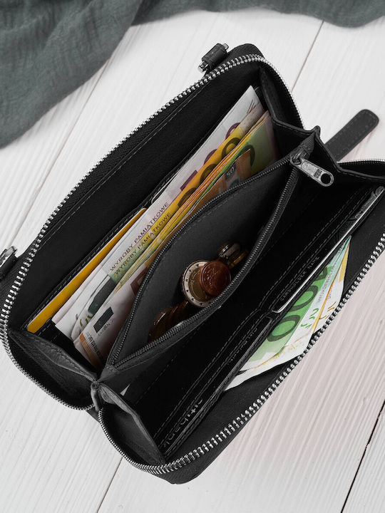 Leder Damen Schultertasche Schwarz