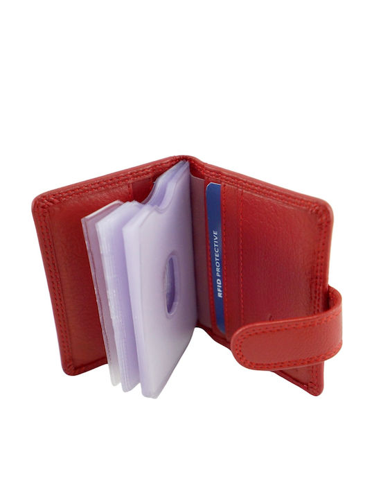 Δερμάτινο Ανδρικό Πορτοφόλι Καρτών με RFID Κόκκινο