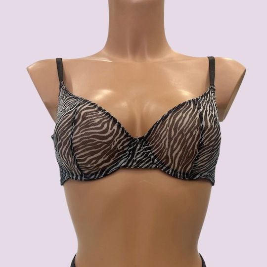 Modern Ocean Women's Sexy Lingerie Set Animal Print Zebra Transparent Bra & Adjustable String 5595 Zebra