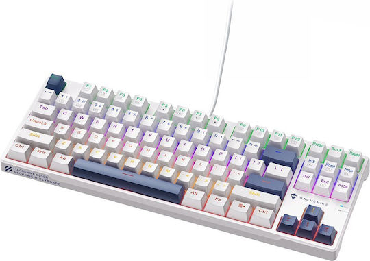 Machenike K500B-B87 Gaming Mechanical Keyboard Tenkeyless with Custom Red Switches and RGB Lighting English US White