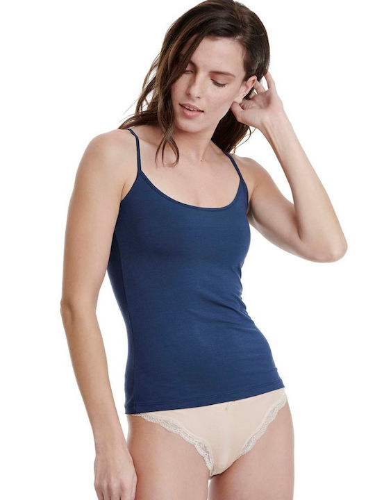 Ärmellos Blau Damen T-Shirt