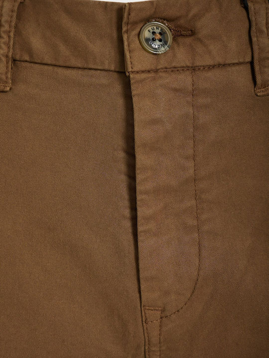 Men's Chino Elastic Regular Fit Brown Trousers