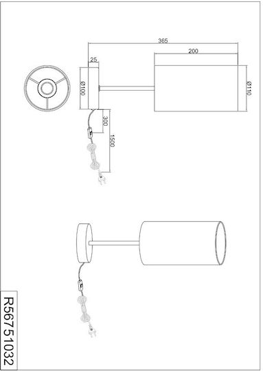 Trio Lighting Μεταλλικό Πορτατίφ με Μαύρο Καπέλο και Βάση