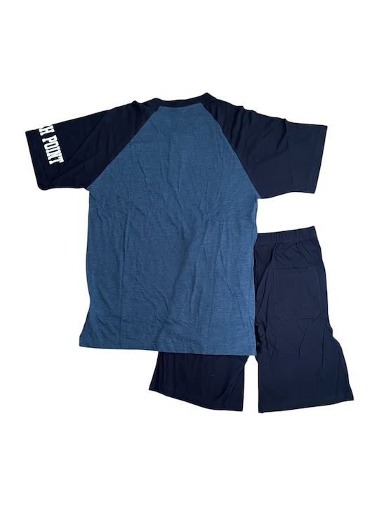 Enrico Coveri Sommer Herrenpyjama Blau avio