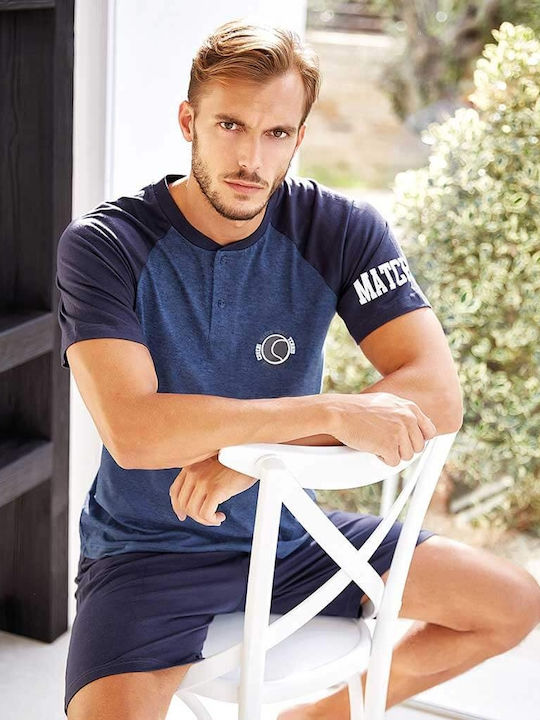 Enrico Coveri Sommer Herrenpyjama Blau avio