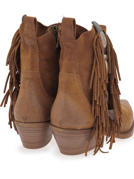 Women's Ankle Boots Cowboy with Medium Heel Tabac Brown