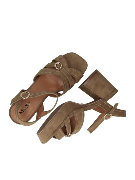 Damen Sandalen Aus Stoff Braun