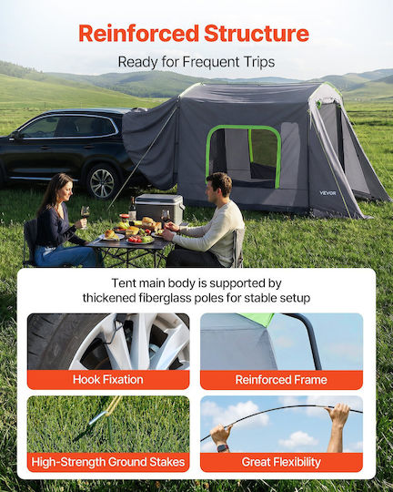 Vevor Camping Tunnel Car Tent Gray 4 Seasons for 9 People 323x244x220cm