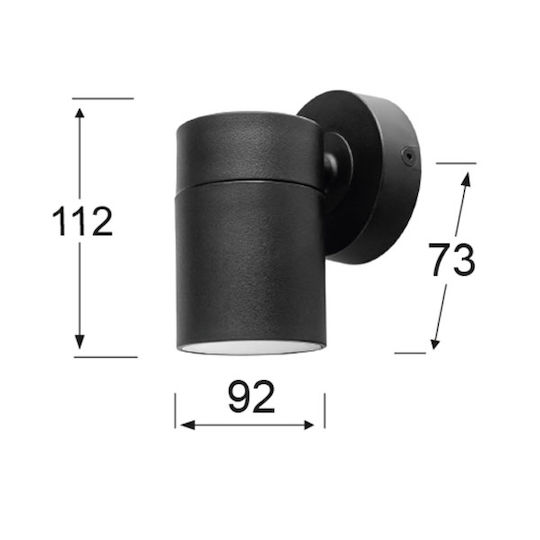 Heronia Lesvos Wall-Mounted Outdoor Spot GU10 IP54 9.2x7.3cm