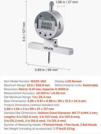 Vevor Digital Measuring Instrument QFCTZSDQFC021T0P7001V9