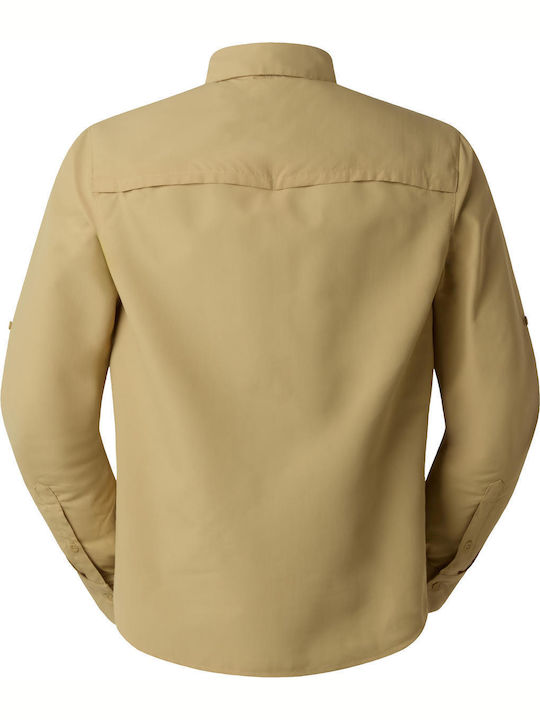 Long Sleeve Shirt in Regular Fit Khaki Stone
