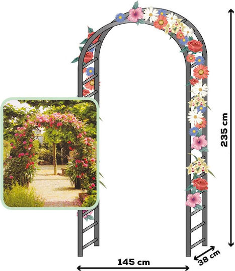 Metal Garden Arch in Bronze Colour 145x38x235cm