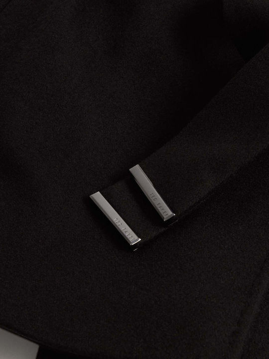 Rosess Wool Women's Black Half Coat with Belt