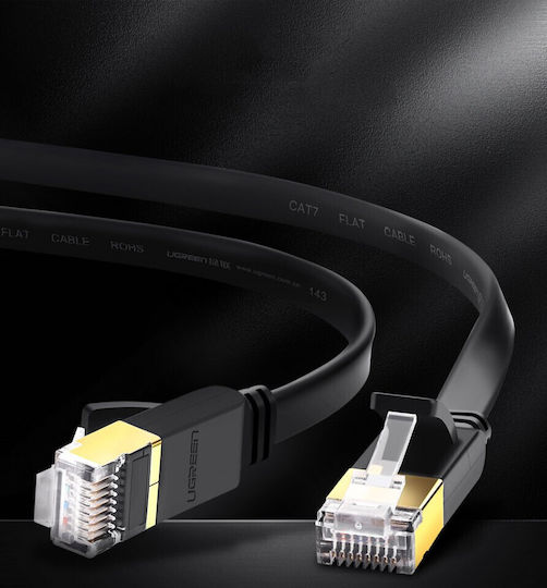 Ugreen Flat U/FTP (STP) Cat.7 (10Gbps) Καλώδιο Δικτύου Ethernet 3m Μαύρο