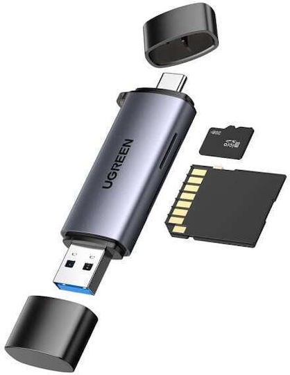Ugreen Card Reader Type-C για SD/microSD Γκρι