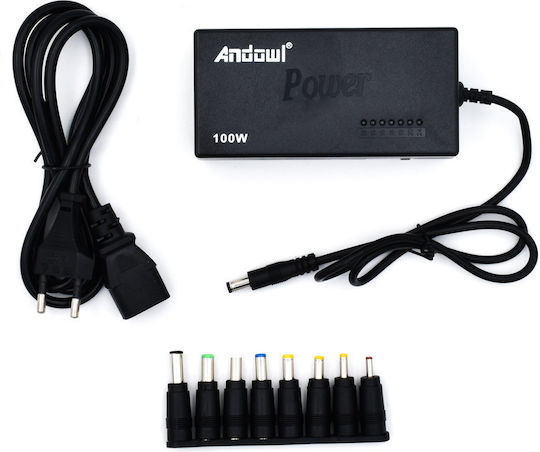 Andowl Qa23 Universal Φορτιστής Laptop 120W 24V με Αποσπώμενο Καλώδιο Τροφοδοσίας και με σετ βυσμάτων