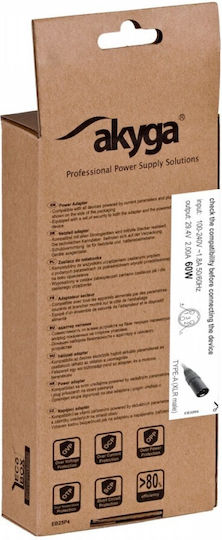 Akyga Supply Universal Laptop Charger 60W 24V 2A with Detachable Power Cable