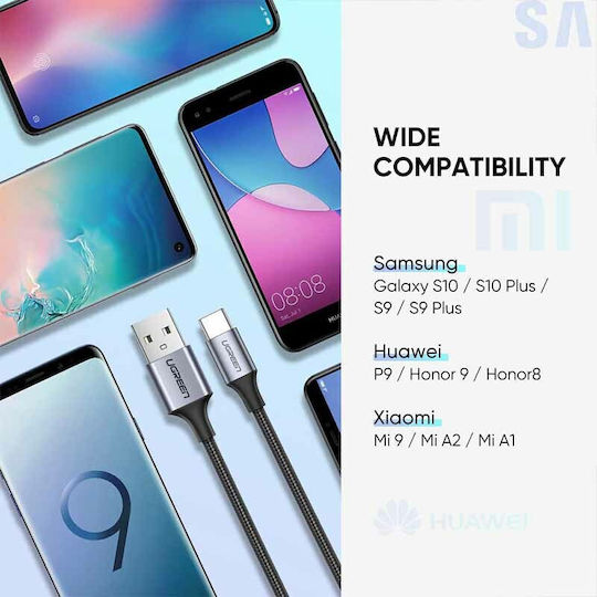 Ugreen US288 Braided USB 2.0 Cable USB-C male - USB-A Μαύρο 2m 60128