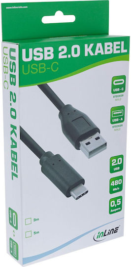 InLine USB 2.0 Kabel USB-C männlich - USB-A Schwarz 5m (35735)