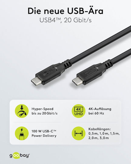 Goobay USB 2.0 Kabel USB-C männlich - USB-C 100W PD Schwarz 3m 74198 Großhandel