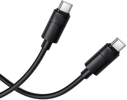 Borofone USB 2.0 Cable USB-C male - USB-C 60W PD Μαύρο 1m