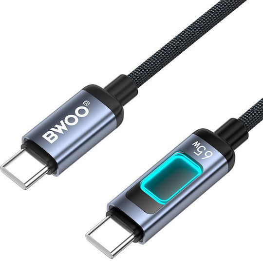 BWOO Braided USB 2.0 Cable USB-C male - USB-C 60W PD Μαύρο