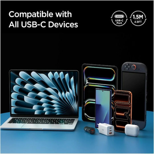 Spigen Braided USB 4 Video Cable USB-C male - USB-C 240W PD Μαύρο 1.5m ACA10423
